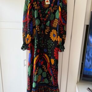FARM Rio Black Dress with Vibrant Floral Patterns